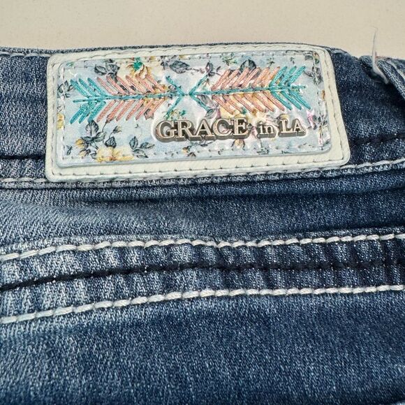 Grace In LA Women's Blue Patchwork Jeans - Picture 15 of 15